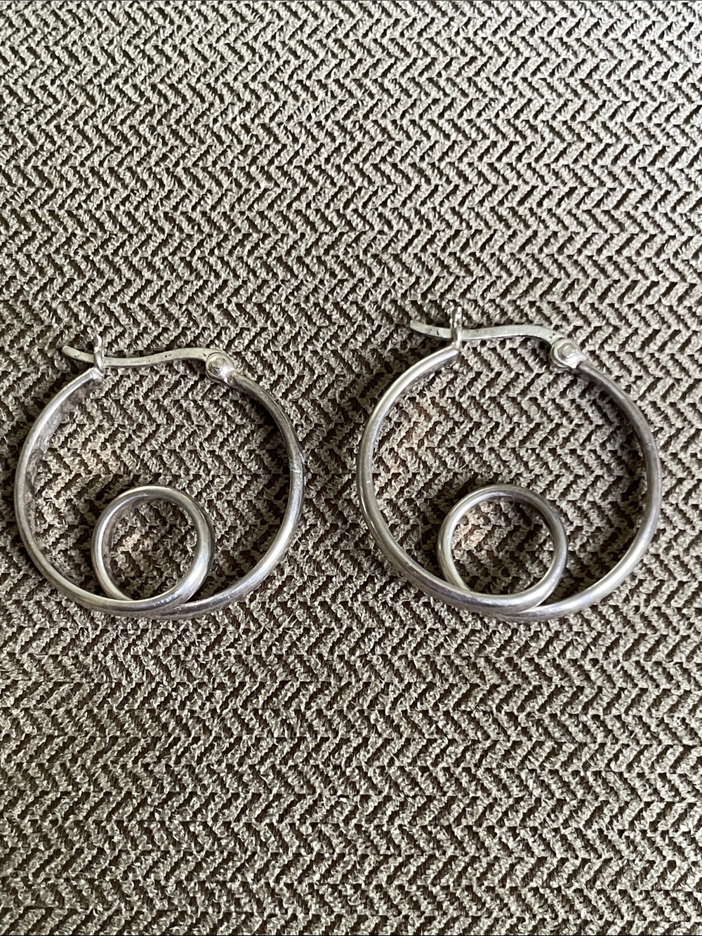 Sterling Silver Loop Hoop Earrings - Picture 2 of 8